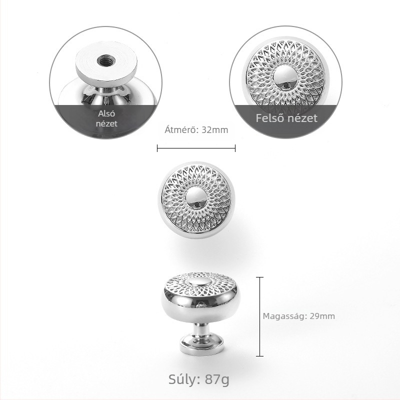 Szekrényajtó fogantyú rózsa mintával, réz, modell 301, testreszabható