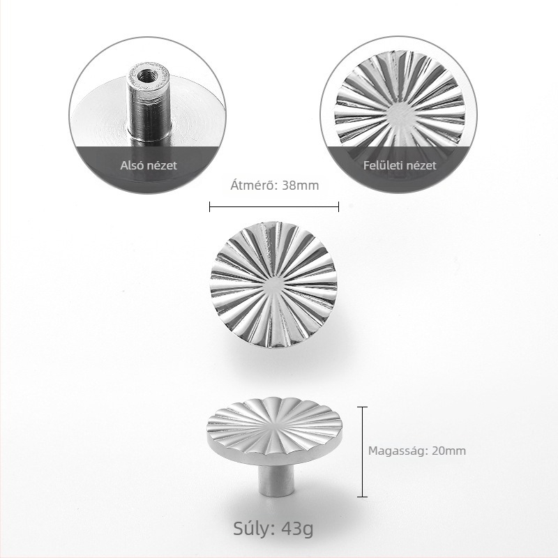 Szekrényajtó fogantyú rózsa mintával, réz, modell 301, testreszabható
