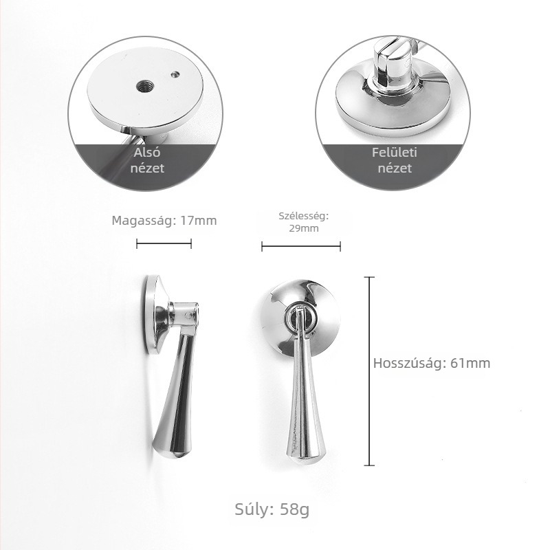 Szekrényajtó fogantyú rózsa mintával, réz, modell 301, testreszabható