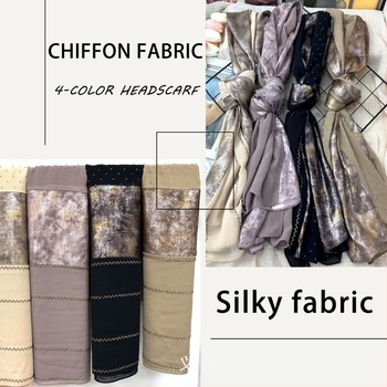 Chiffon sál, 2 darabos készlet, gyémánt részletekkel, keleti stílus, Yiwu eredet, testreszabható