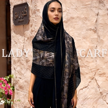 Chiffon sál, 2 darabos készlet, gyémánt részletekkel, keleti stílus, Yiwu eredet, testreszabható