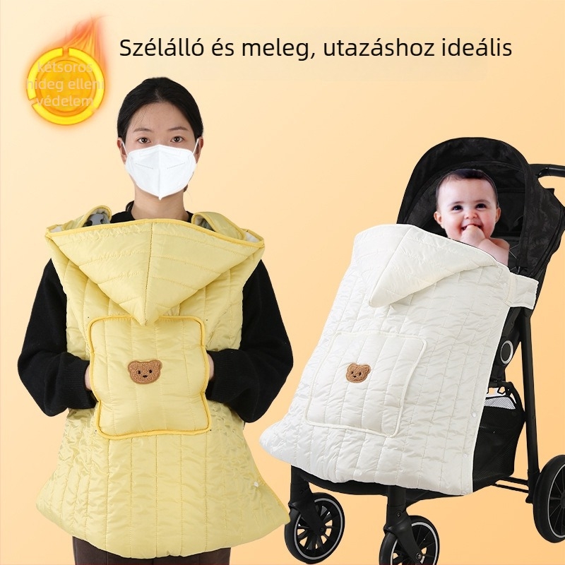 Pamut babaköpeny ősz-télre, szélvédett babakocsi takaró, vastag és meleg