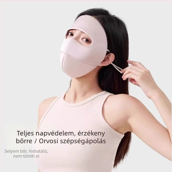Mulberry selyem napvédő maszk - UV védelem, teljes arcfedés, kültéri árnyékolás, elegáns hétköznapi lux stílus