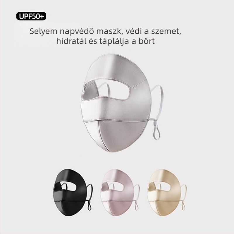 Mulberry selyem napvédő maszk - UV védelem, teljes arcfedés, kültéri árnyékolás, elegáns hétköznapi lux stílus
