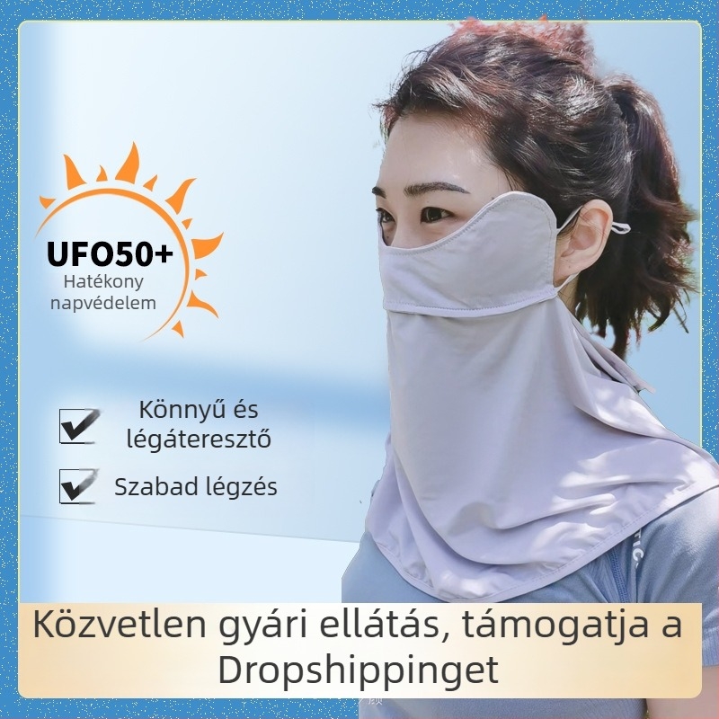 Nyári UV-védelmet nyújtó ice silk arcmaszk nőknek kerékpározáshoz – teljes fedés, szemvédelem
