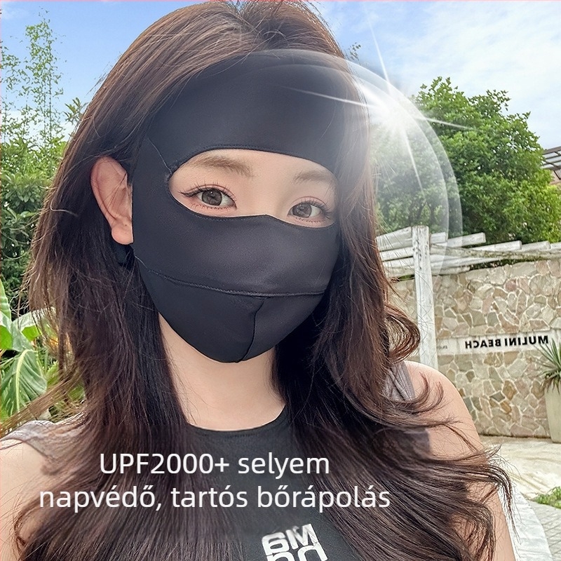 Teljes arcú UV-védelmi selyemmaszk, 100% mulberry selyem, lélegző, gyorsan száradó, női arcmaszk