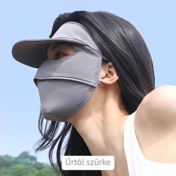 Teljes arcú UV-védő maszk integrált kalappal, Ice Silk anyag, ultra-könnyű, gyorsan száradó, lélegző
