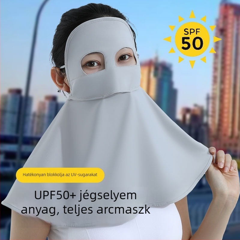 Panda UV védelem arcmaszk nőknek – nyár, vékony ice silk anyag, teljes arcfedés, nylon szövet (Tavasz 2025)