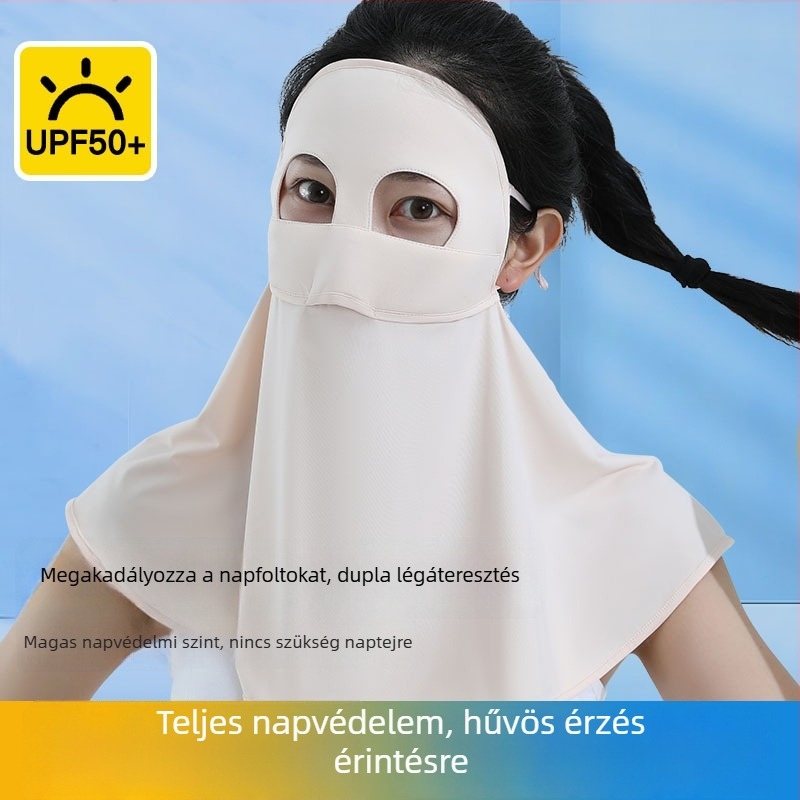 Panda UV védelem arcmaszk nőknek – nyár, vékony ice silk anyag, teljes arcfedés, nylon szövet (Tavasz 2025)