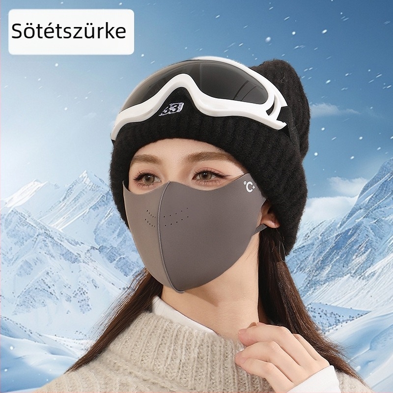 Téli kerékpáros maszk – szélvédett, hideg elleni védelem, anti-smog, UPF1000 UV-védelem, egyszínű dizájn, fülhurok kialakítású