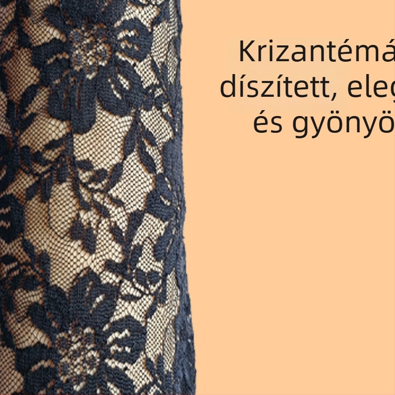 Nyári hosszú hálós csipkés kesztyűk – napvédelmi, elegáns menyasszonyi kesztyű krizantéma díszítéssel