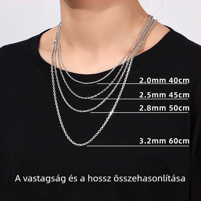 S925 ezüst nyaklánc – pulóverlánc, páros stílus, eredeti dizájn