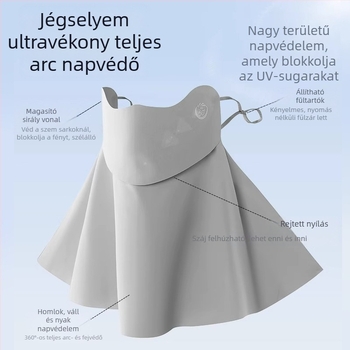 Jégselyem arcmaszk napvédelmi funkcióval – lélegző, UV-védelem, teljes arctakarás, nyakvédő, poliészter-elasztán