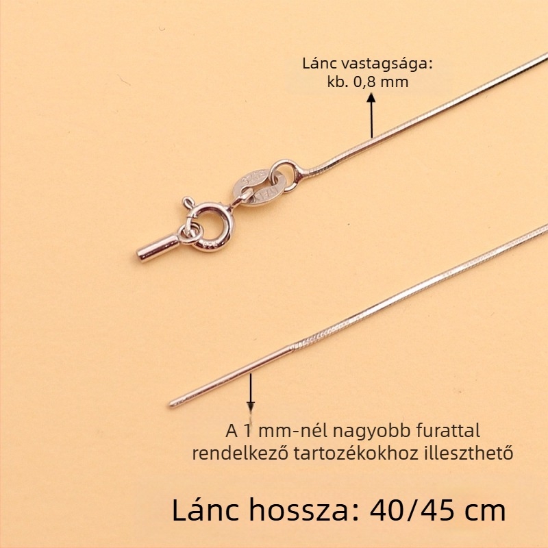 S925 ezüst kígyólánc burkolattal, gyöngyös lánccal és kulcscsont-nyaklánccal – elegáns minimalist dizájn