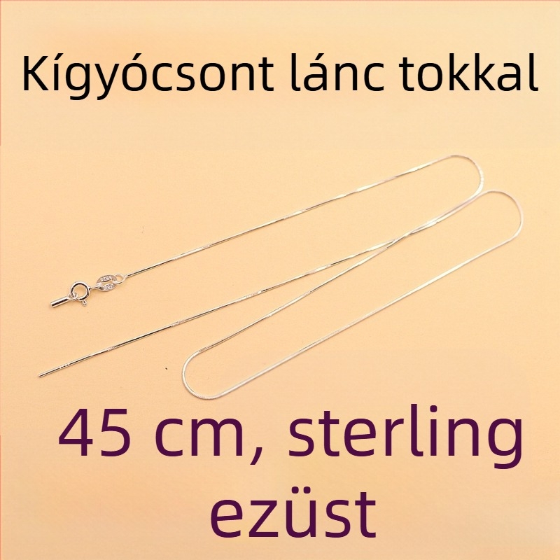 S925 ezüst kígyólánc burkolattal, gyöngyös lánccal és kulcscsont-nyaklánccal – elegáns minimalist dizájn