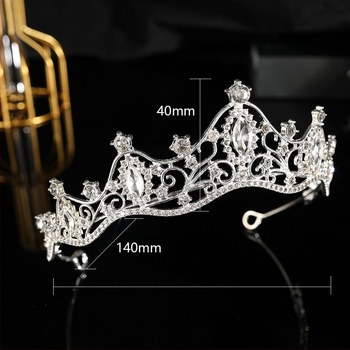 Női ötvözetből készült korona tiara - Rhinestone kristályok, elektroplattálás, divatos hajdísz