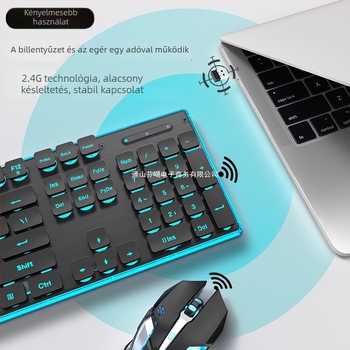 Vezeték nélküli Bluetooth billentyűzet és egér készlet — csendes, numerikus keypad, 2.4G USB vezeték nélküli kapcsolattal, fémszerkezet, több színű háttérvilágítás