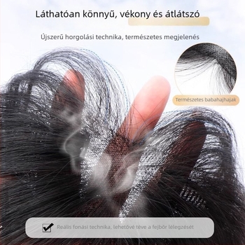 Lanugo frufru paróka nőknek, kézzel készített, emberi hajból, ősz haj fedése, festhető vagy göndöríthető