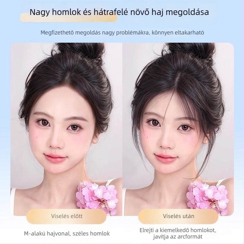 Lanugo frufru paróka nőknek, kézzel készített, emberi hajból, ősz haj fedése, festhető vagy göndöríthető