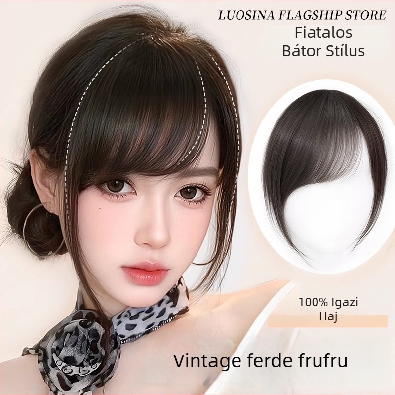Valódi emberi hajból készült paróka ferde frufruval, felső rész varrás nélküli, festhető és göndöríthető