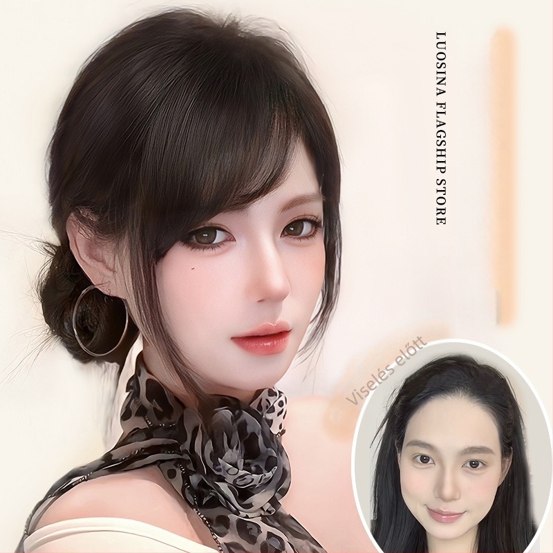 Valódi emberi hajból készült paróka ferde frufruval, felső rész varrás nélküli, festhető és göndöríthető