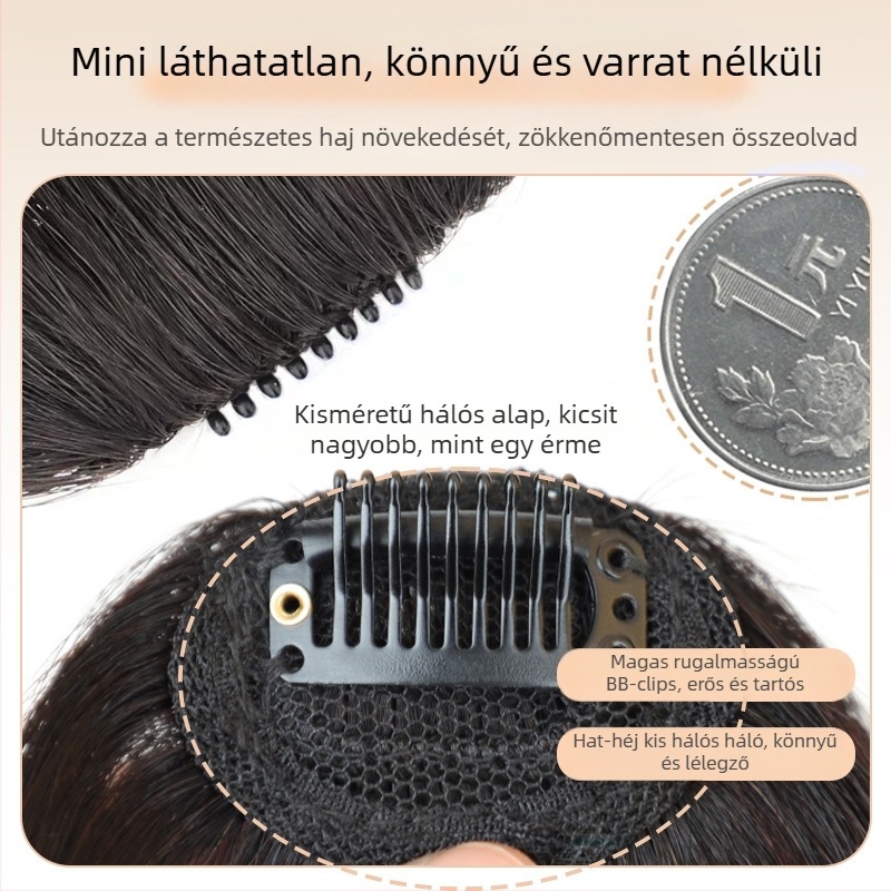 Valódi emberi hajból készült paróka ferde frufruval, felső rész varrás nélküli, festhető és göndöríthető