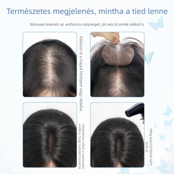 Velcro paróka darab nőknek — emberi haj, teljesen kézzel készített, egyenes fazon, festhető és göndöríthető, javítja a hajvonalat