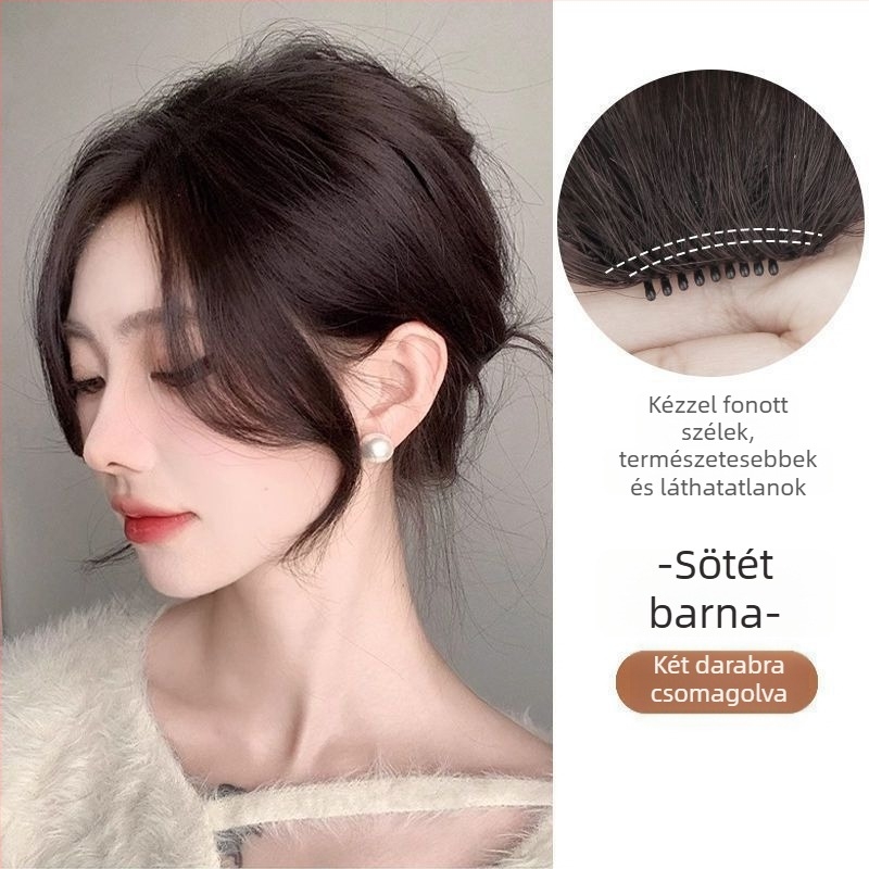 Női diagonális frufru paróka — hőálló rostok; természetes bőrszínű hajvonal; minden arcformához illeszkedik; nem permelhető és nem festhető