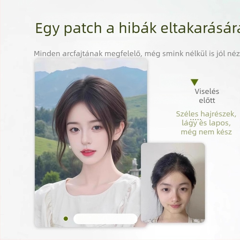 Ice Chu Valódi emberi hajból készült hajpótló patch hálós alapú, ultra vékony, lélegző felső réteg, mágikus rögzítés, nőknek, magas koronával