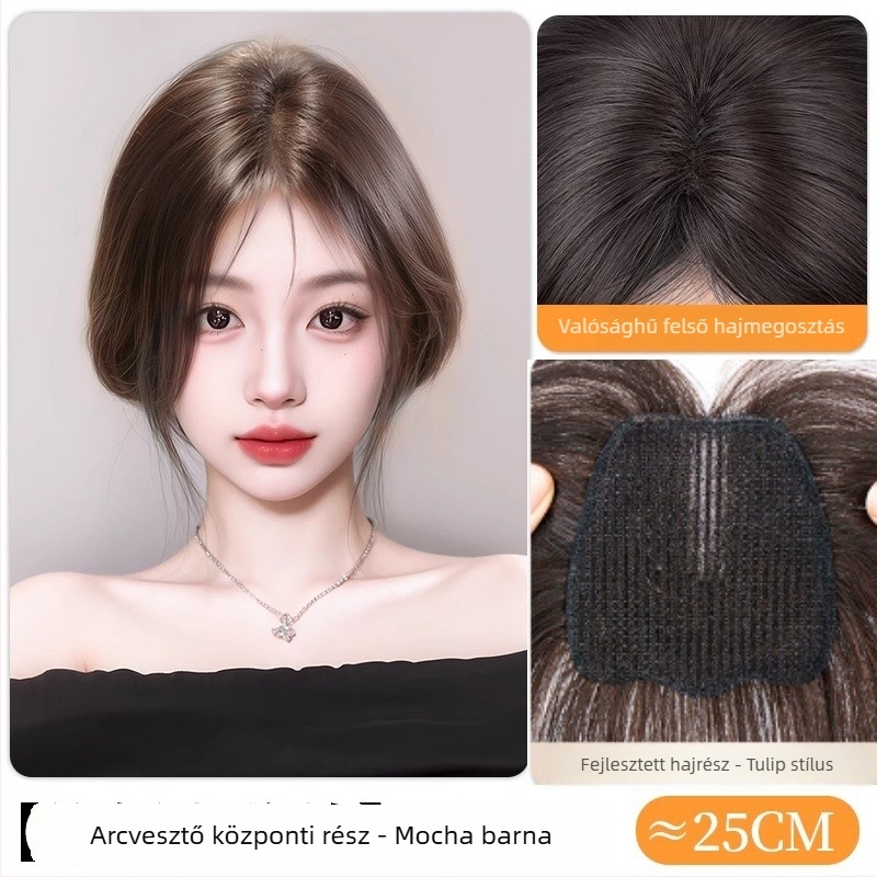 Ice Chu Valódi emberi hajból készült hajpótló patch hálós alapú, ultra vékony, lélegző felső réteg, mágikus rögzítés, nőknek, magas koronával