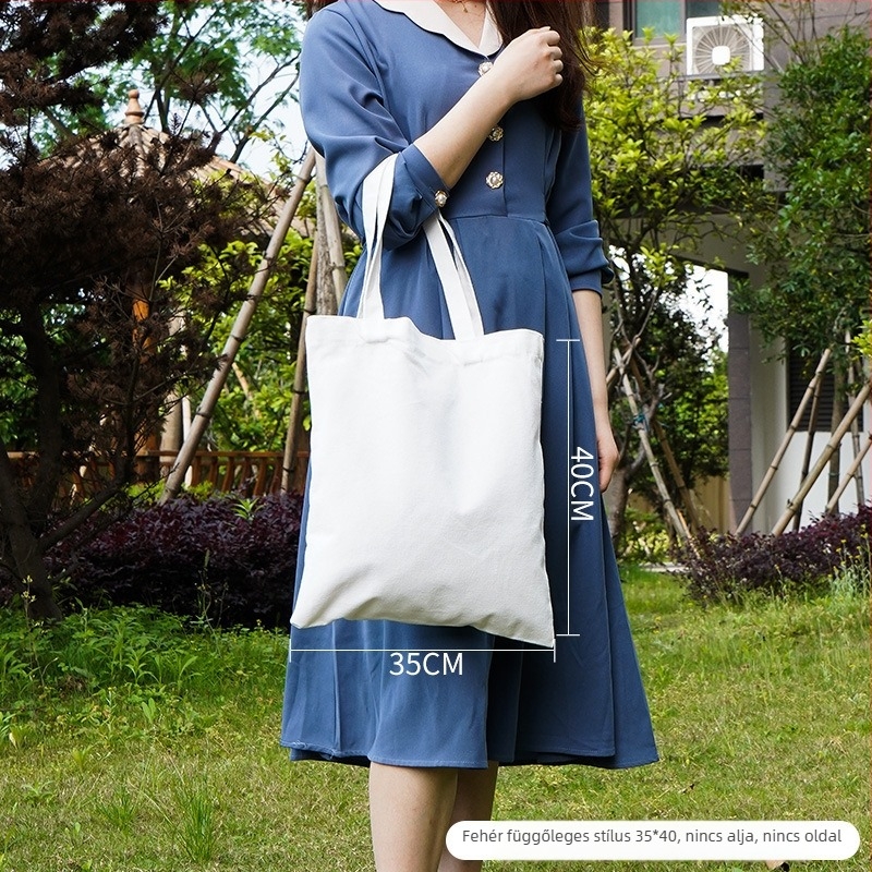 Vászon bevásárló táska logoval – testreszabható, logónyomás, nyomtatási módszerek: hőtranszfer, szitanyomás; modell 25CX01; márka Chuxin