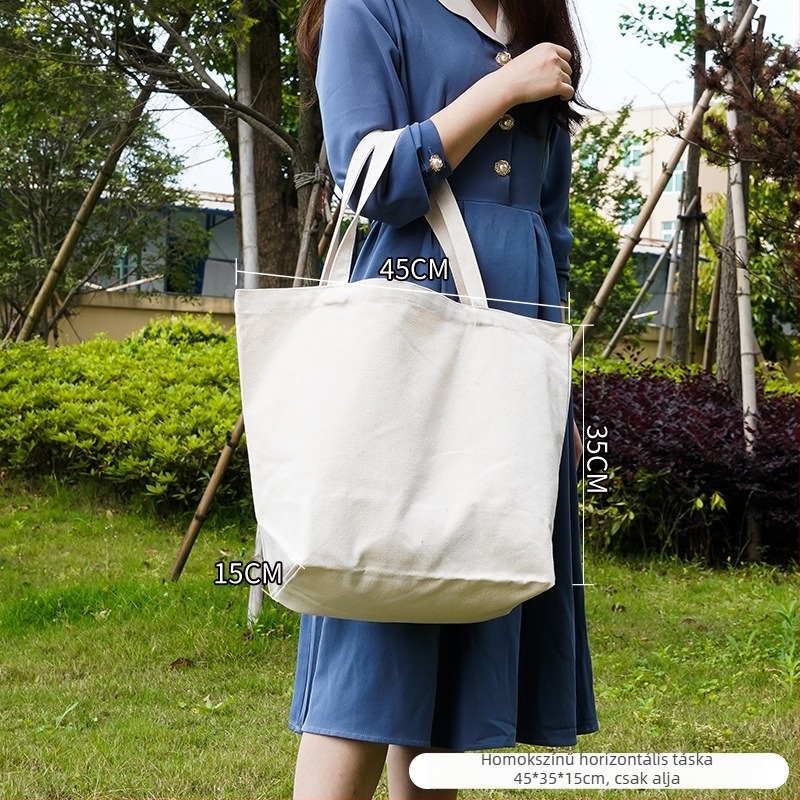 Vászon bevásárló táska logoval – testreszabható, logónyomás, nyomtatási módszerek: hőtranszfer, szitanyomás; modell 25CX01; márka Chuxin