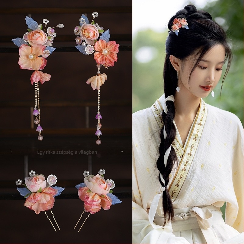 Hanfu hajdísz – virágos motívum, ötvözet anyag, Seiko felületkezelés