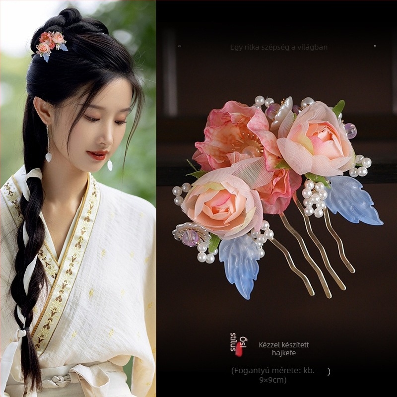 Hanfu hajdísz – virágos motívum, ötvözet anyag, Seiko felületkezelés