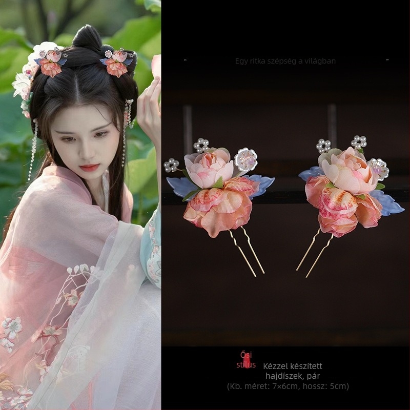 Hanfu hajdísz – virágos motívum, ötvözet anyag, Seiko felületkezelés