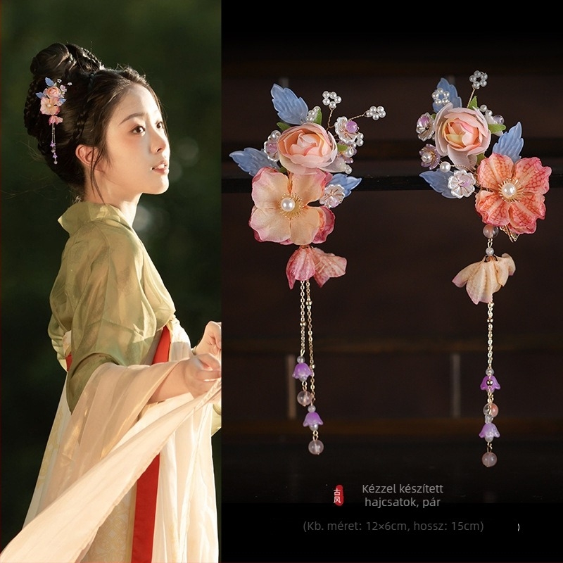 Hanfu hajdísz – virágos motívum, ötvözet anyag, Seiko felületkezelés