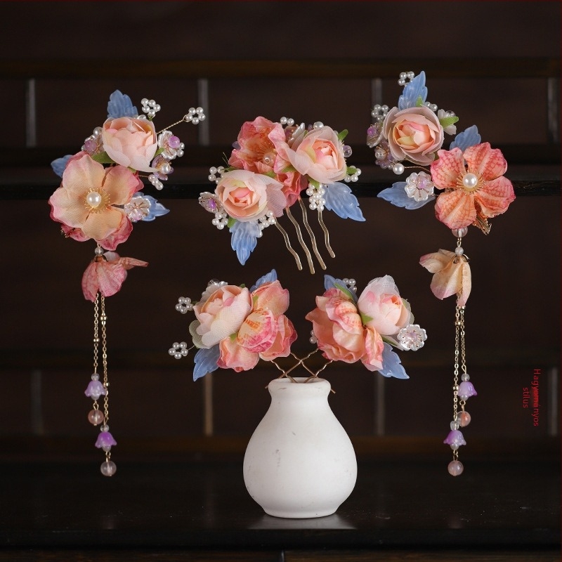 Hanfu hajdísz – virágos motívum, ötvözet anyag, Seiko felületkezelés