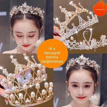 Gyerekeknek szánt koronás fejpánt – hercegnői stílus, ötvözet, elektroplátolás, kristályok, nyitó ceremóniára