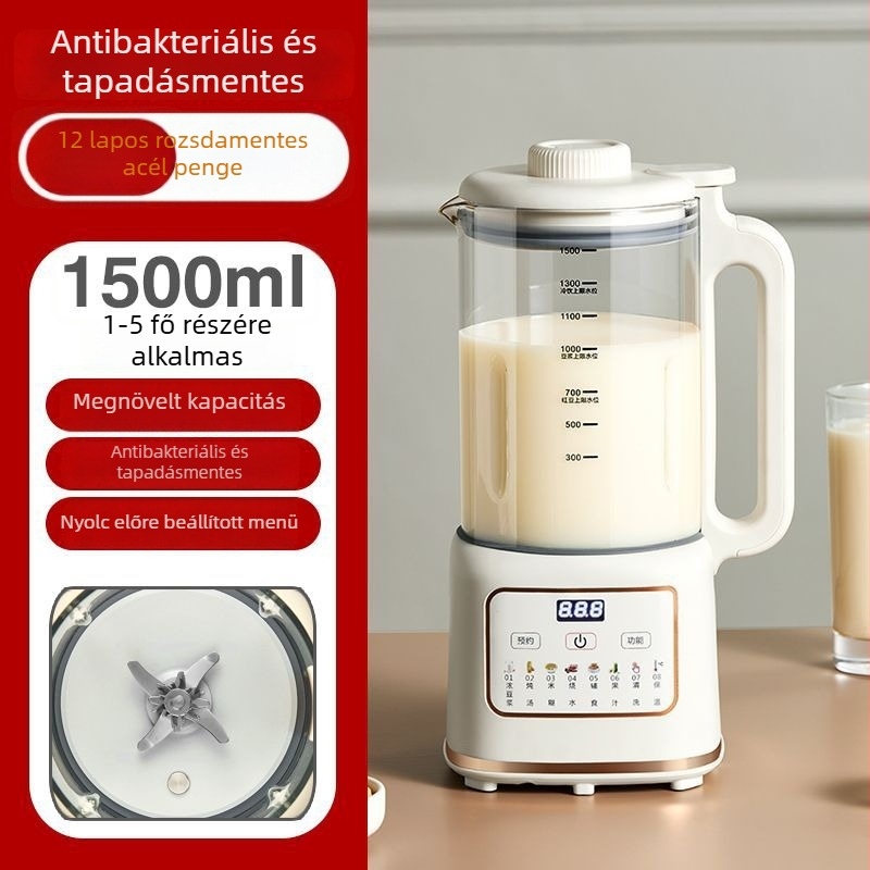 WIFER HX-DJ09 Szójaital készítő titánium bevonatú, tapadásmentes alsó fűtőlemez, 1,8 L kapacitás, antibakteriális, nincs áztatás