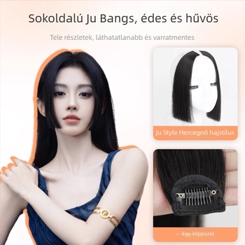 Hercegnői fazonú paróka nőknek, természetes hajvonal és felső rész helyettesítő, középső elválasztással, hőálló szálak, kényelmes viselet