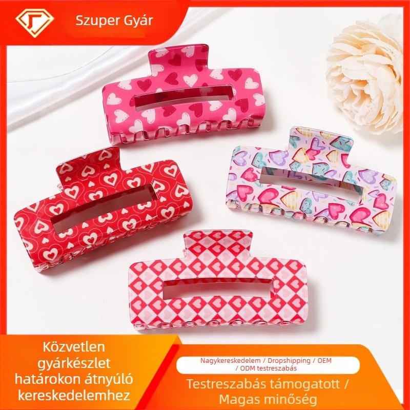 Hajcsat Love motívummal - PVC, kézzel készített, Gripper, Gores, modell L0497/20