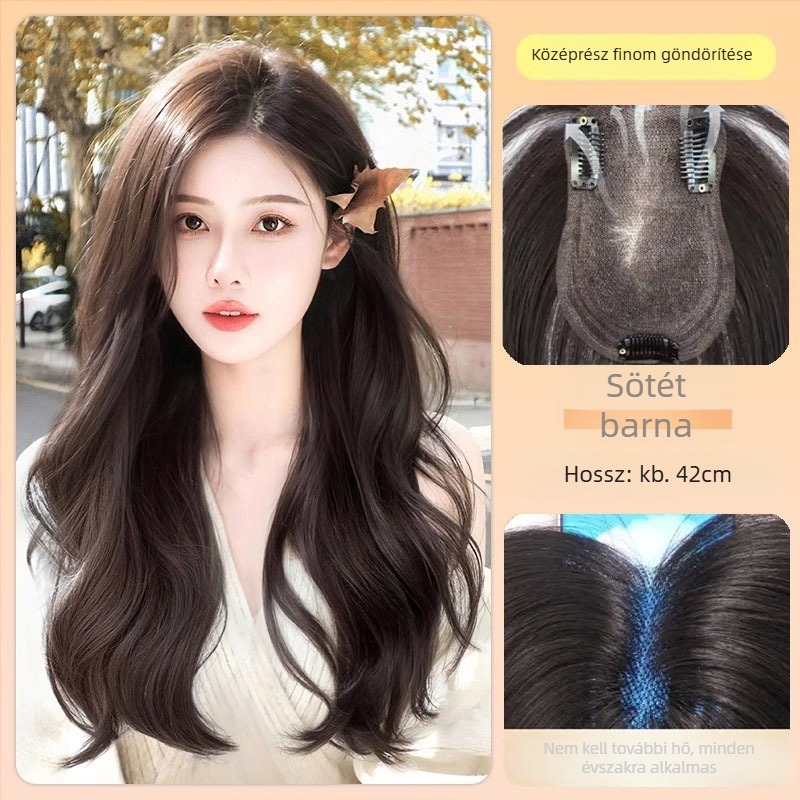 Női volumen paróka, félig kézzel varrt, kevert selyem, festés vagy dauer nélkül, nagy hullámok