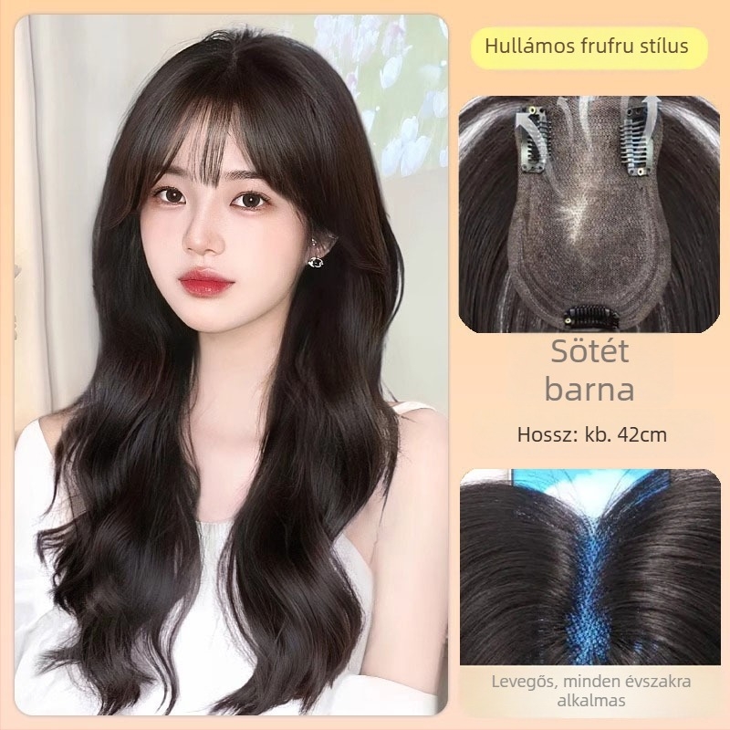 Női volumen paróka, félig kézzel varrt, kevert selyem, festés vagy dauer nélkül, nagy hullámok