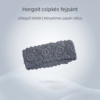 Női hajpánt - Kézzel készített, japán-koreai ihletésű széles kötött pamut hajpánt, üreges virág részlettel, arcmosáshoz, egyszerű hajkiegészítő, 2025 tavasz