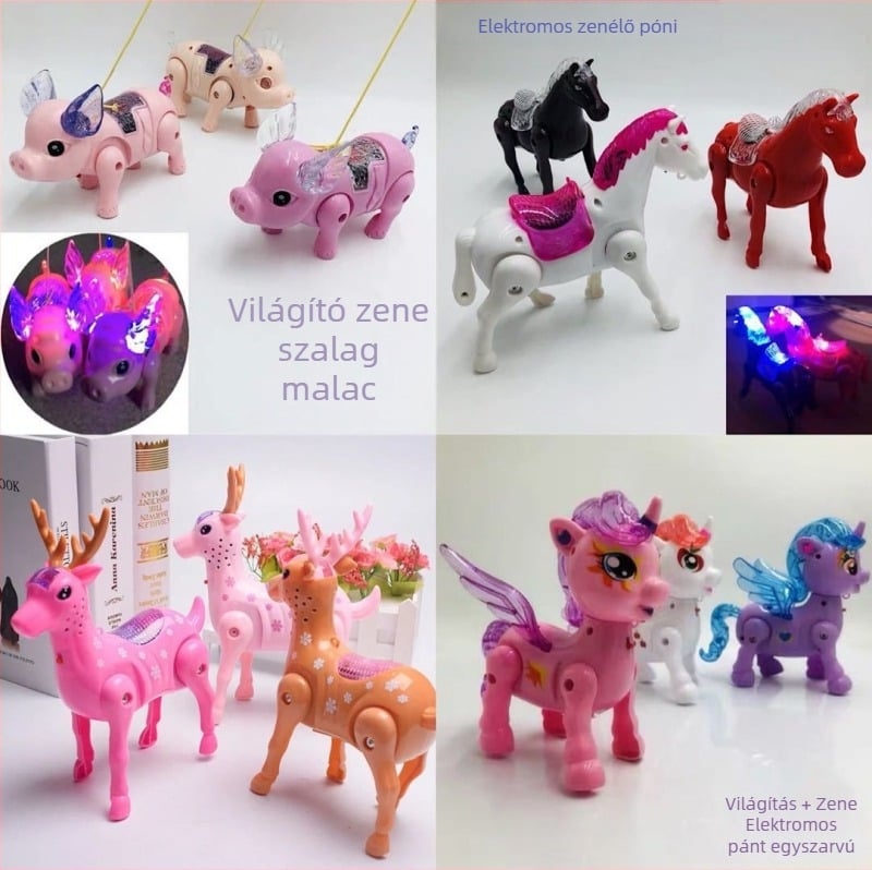 Xue Qun világító húzható malac játék — műanyag, 4–6 éveseknek