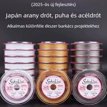 Rozsdamentes acél drót aranyozott bevonattal DIY ékszerekhez — alkatrészek gyöngyökhöz, karkötőhöz és nyaklánchoz, csattal
