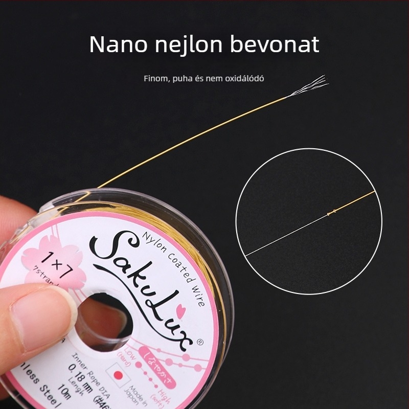 Rozsdamentes acél drót aranyozott bevonattal DIY ékszerekhez — alkatrészek gyöngyökhöz, karkötőhöz és nyaklánchoz, csattal