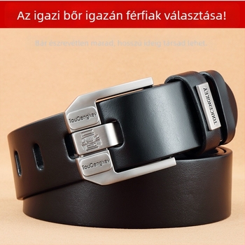 Férfi bőrből készült öv tűs csattal; kétoldalas marhabőr; csat ötvözetből; szélesség 2-4 cm