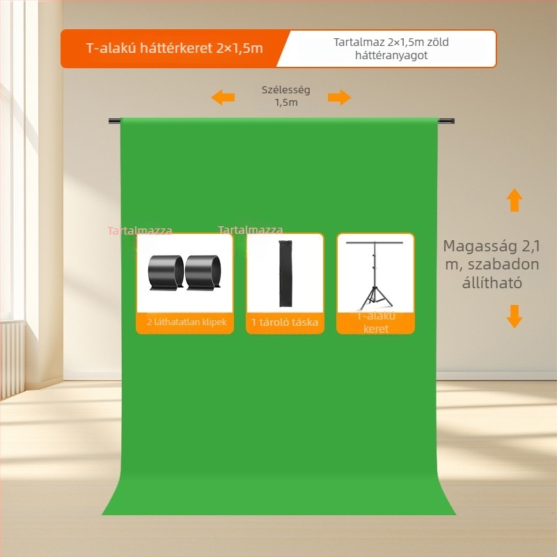 Teleszkópos, hordozható zöld képernyő hátter stúdiófotózáshoz