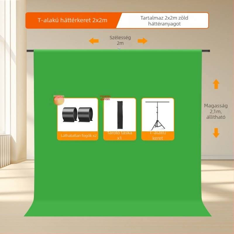 Teleszkópos, hordozható zöld képernyő hátter stúdiófotózáshoz